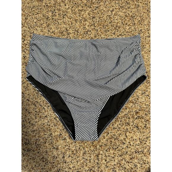 Tankini Swimsuit‎ Ruffled Tank Tummy Control Black Striped Modest Swimwear XXXL - Picture 7 of 8